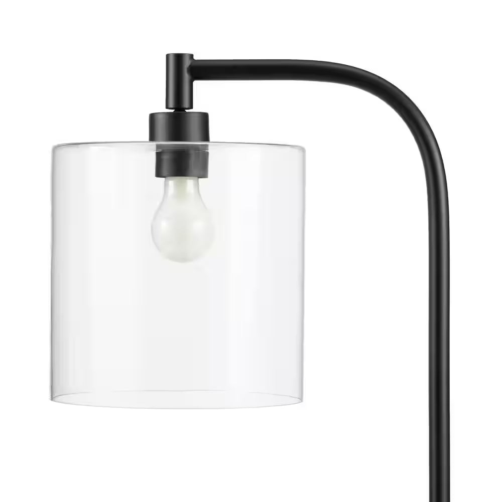Cline 62.5 In. 1-Light Black Floor Lamp with Clear Glass Lamp Shade