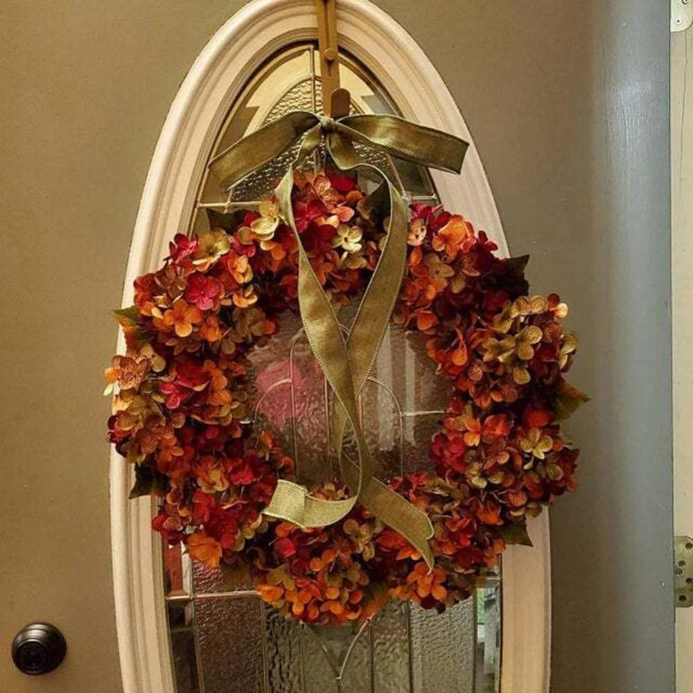 Fall Wreaths for Front Door, 11.8Inch Autumn Wreath with Bow Fall Outdoor Wreath for Harvest Thanksgiving Halloween Decorations Home Decor
