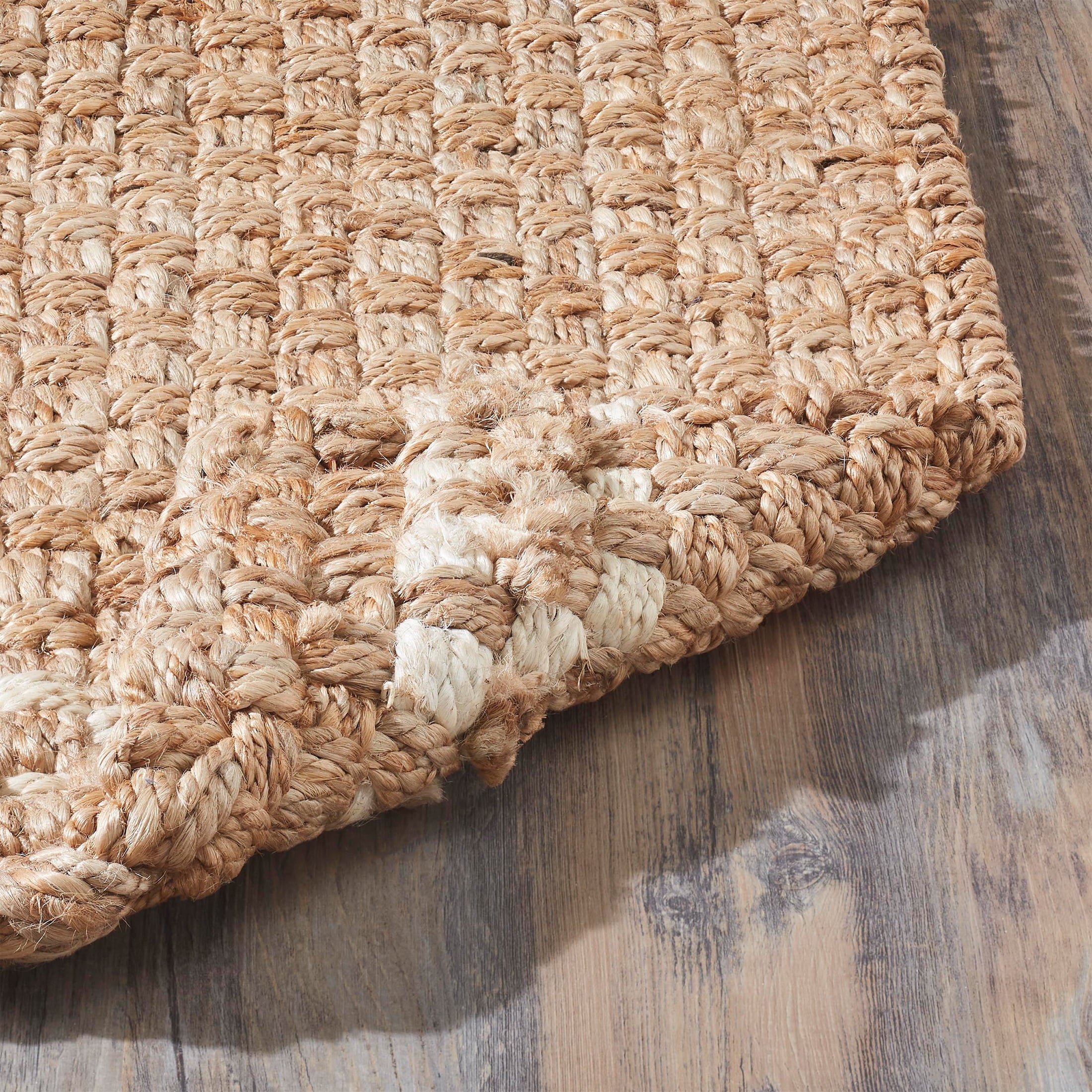 Beautiful Outdoor Handwoven Jute Doormat by Drew Barrymore, 18" X 30", White/Natural