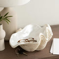 Ivory 16 In. X 11 In. Resin Coastal Pearlized Clam Shell Decorative Bowl