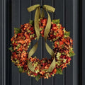 Fall Wreaths for Front Door, 11.8Inch Autumn Wreath with Bow Fall Outdoor Wreath for Harvest Thanksgiving Halloween Decorations Home Decor