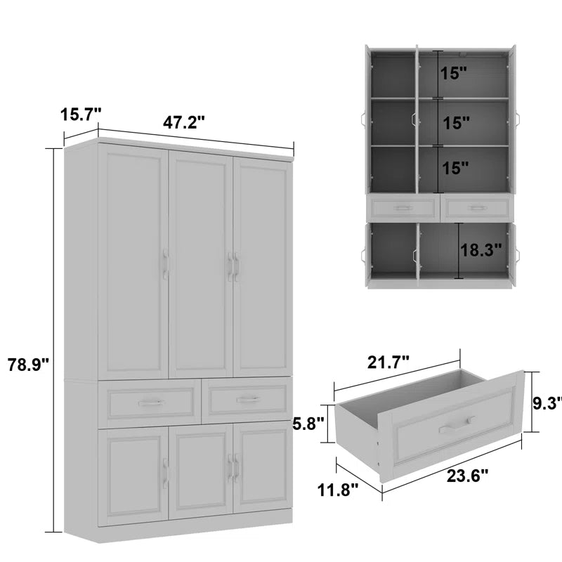 79'' H X 47'' W 4-Tier Office Storage Cabinet with 2-Drawer