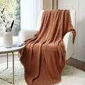 Farmhouse Rust Knit Throw Blanket for Couch Sofa Chair Bed Home Decoration, Soft Warm Cozy Light Weight for Spring Summer Fall (50''X60'' Caramel/Rust)