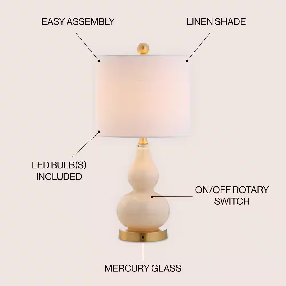 Anya 20.5 In. Mini Glass Table Lamp, Ivory