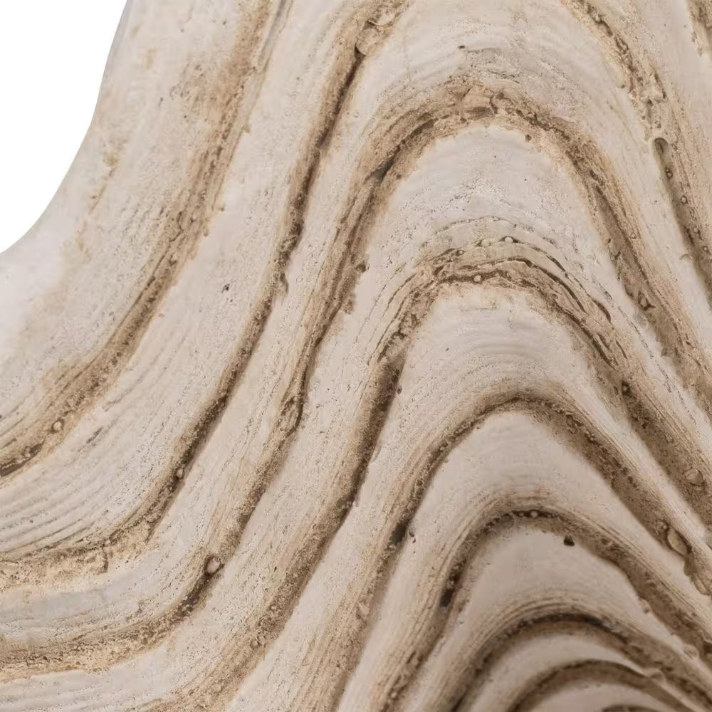 Ivory 16 In. X 11 In. Resin Coastal Pearlized Clam Shell Decorative Bowl