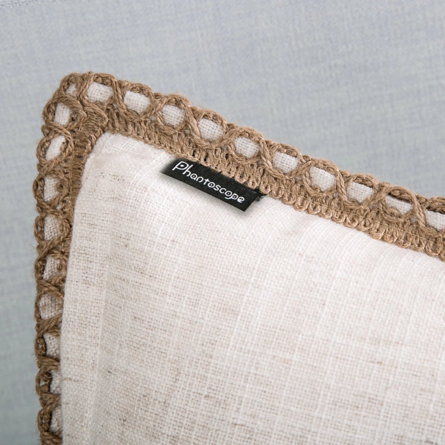 Linen Trimmed Farmhouse Series Decorative Throw Pillow, 12" X 20", off White, 1 Pack