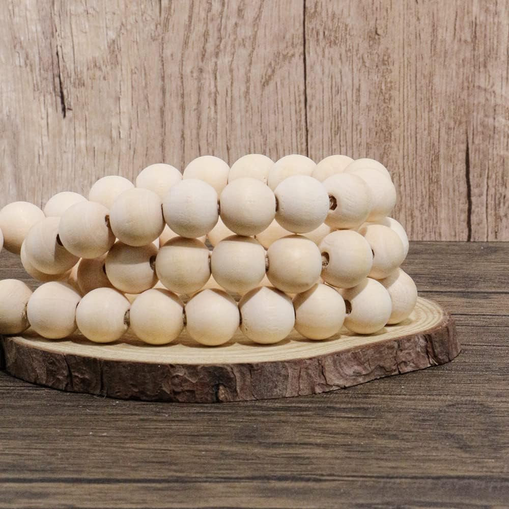 3Pcs Farmhouse Beads Wood Bead Garland with Tassels