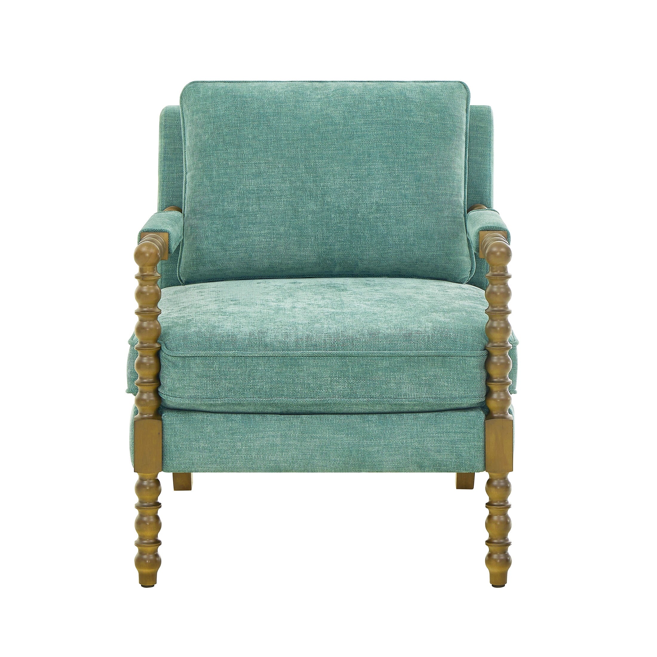 Pioneer Woman Harper Spindle Accent Chair, Jade Fabric Upholstery