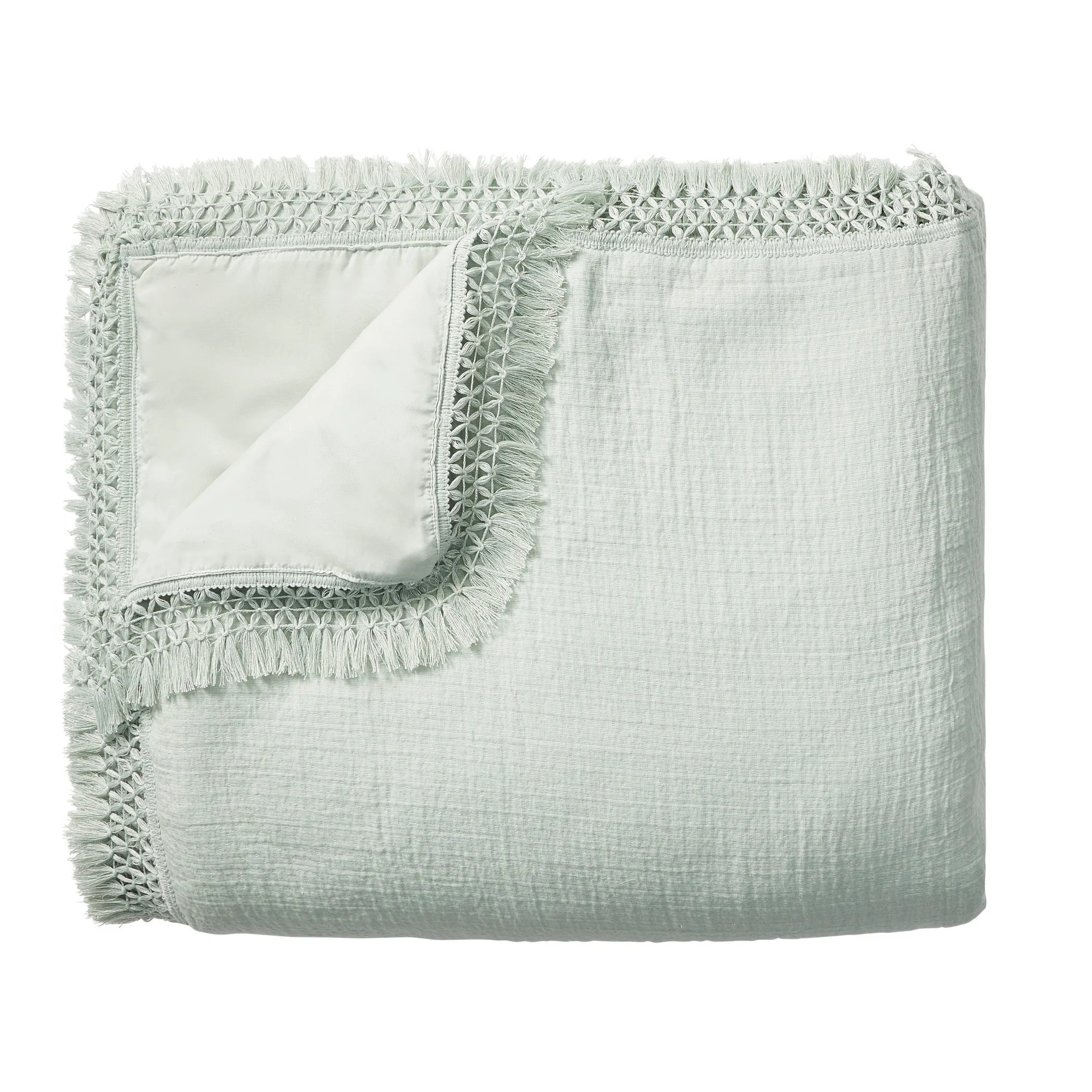 3-Piece Sage Textured Matelassé Duvet Cover Set, Full/Queen