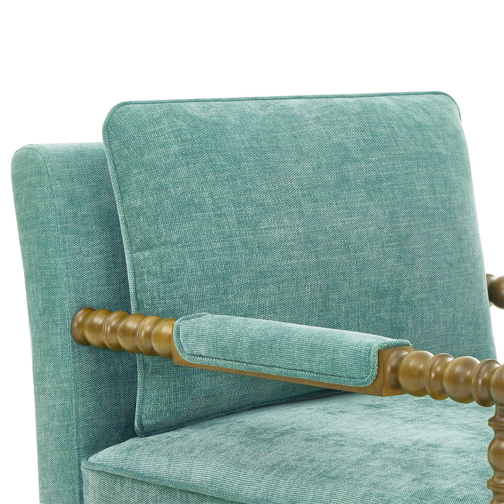 Pioneer Woman Harper Spindle Accent Chair, Jade Fabric Upholstery