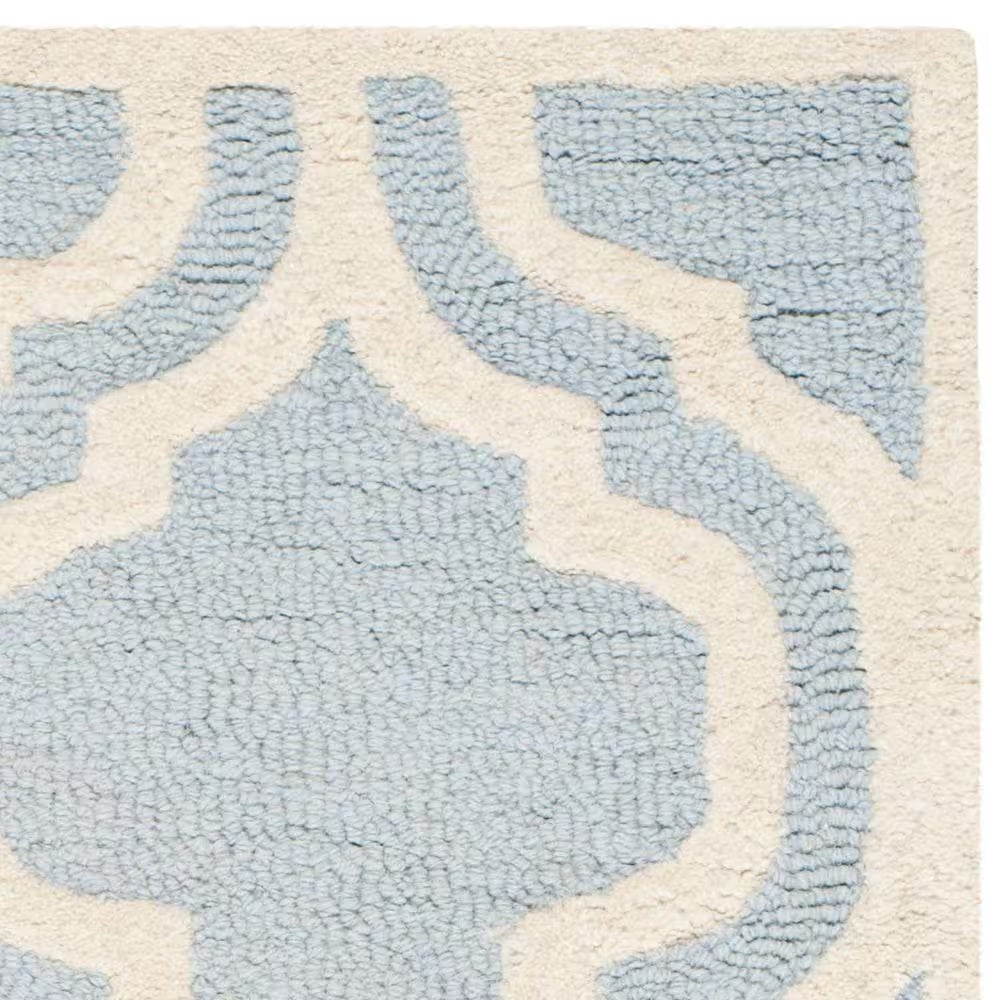 Cambridge Light Blue/Ivory Doormat 3 Ft. X 5 Ft. Geometric Trellis Area Rug