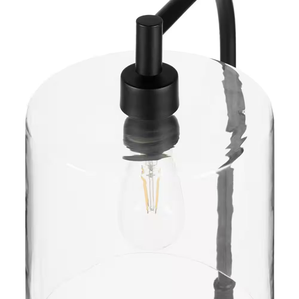 Cline 62.5 In. 1-Light Black Floor Lamp with Clear Glass Lamp Shade