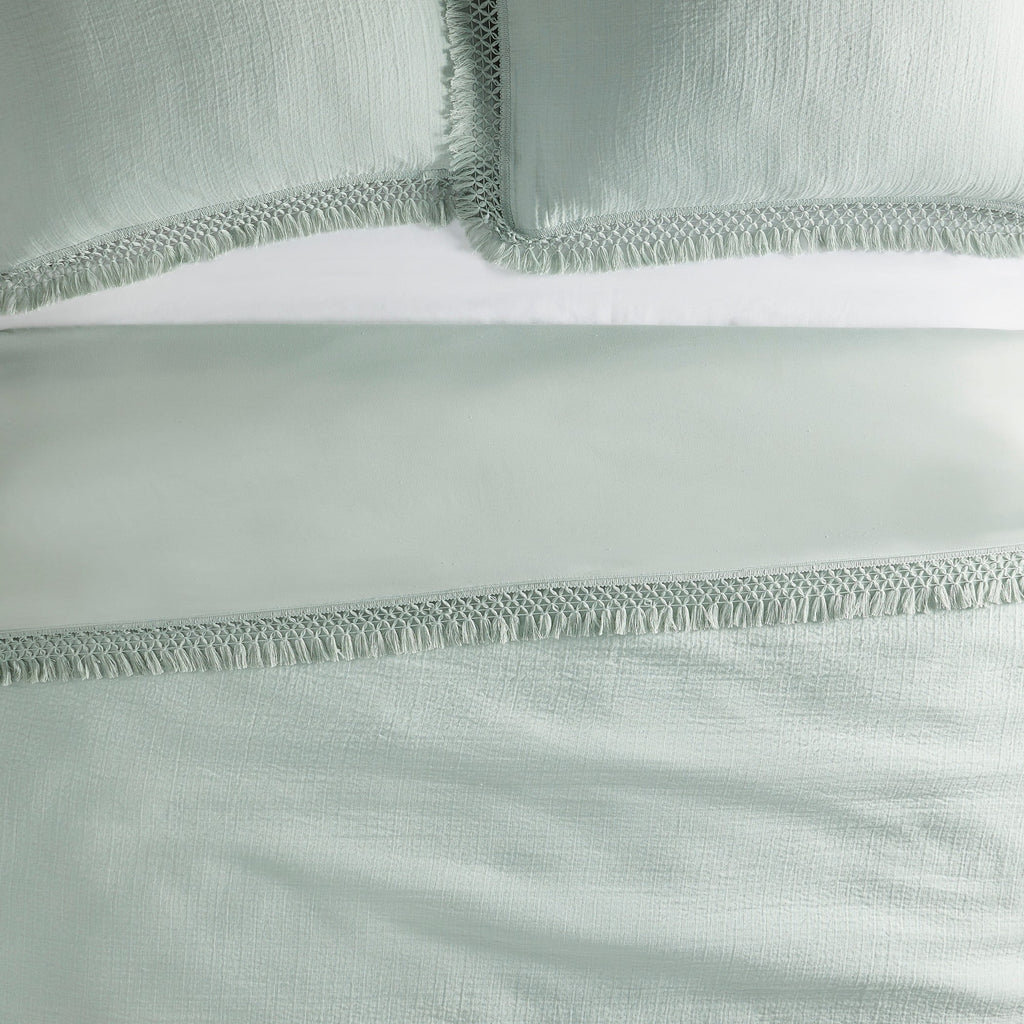3-Piece Sage Textured Matelassé Duvet Cover Set, Full/Queen